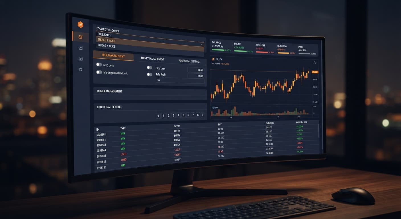 Screenshot of the Sniper Bot V2 interface showing the risk management tab with unchecked stop-loss and martingale settings.