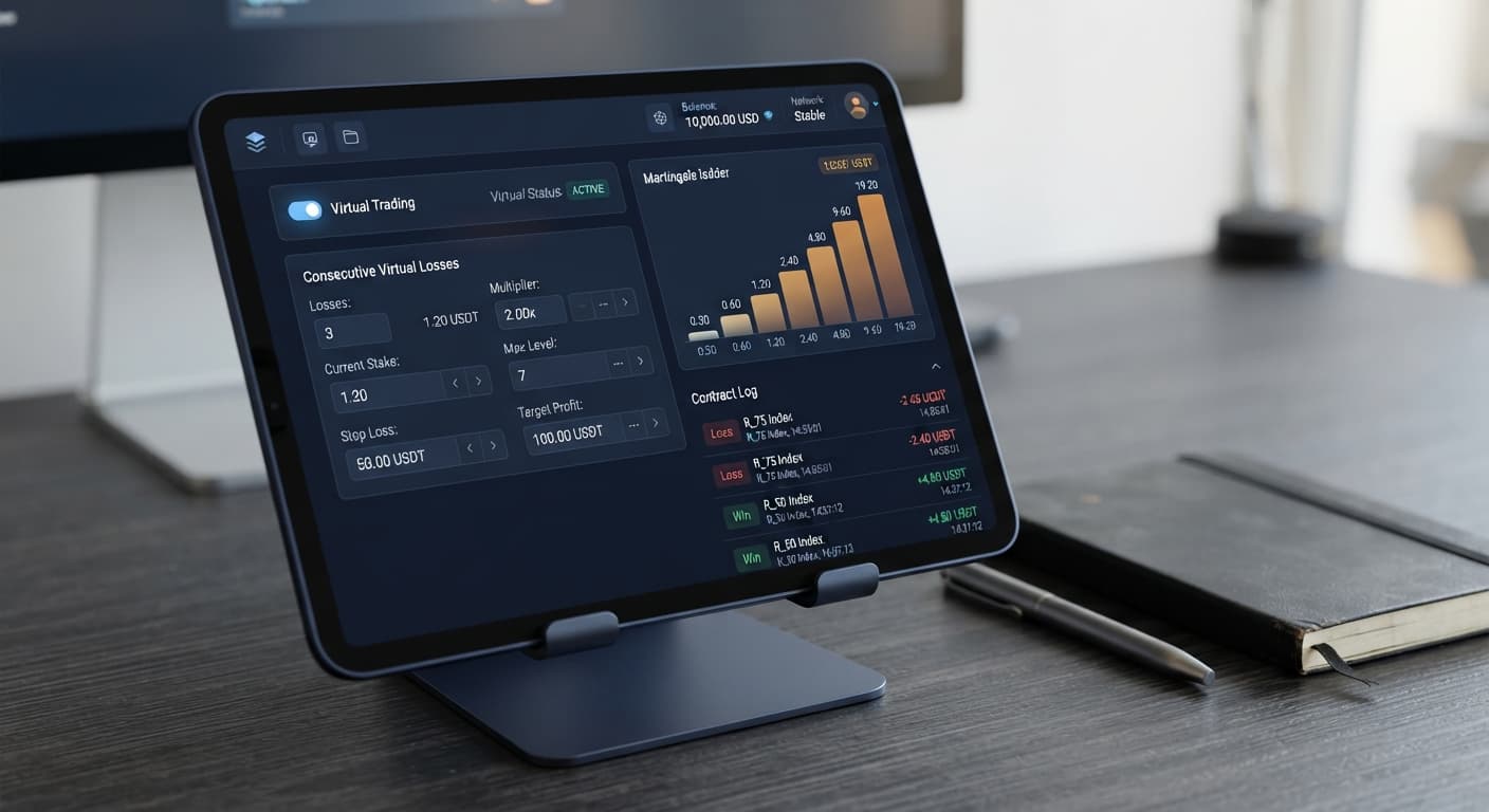 Screenshot of the Sniper Bot V3 interface showing the virtual trading toggle and the virtual loss counter configuration panel.